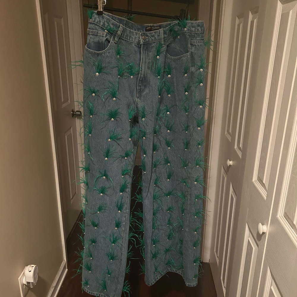 Maharishi Blue Jeans with Green Details